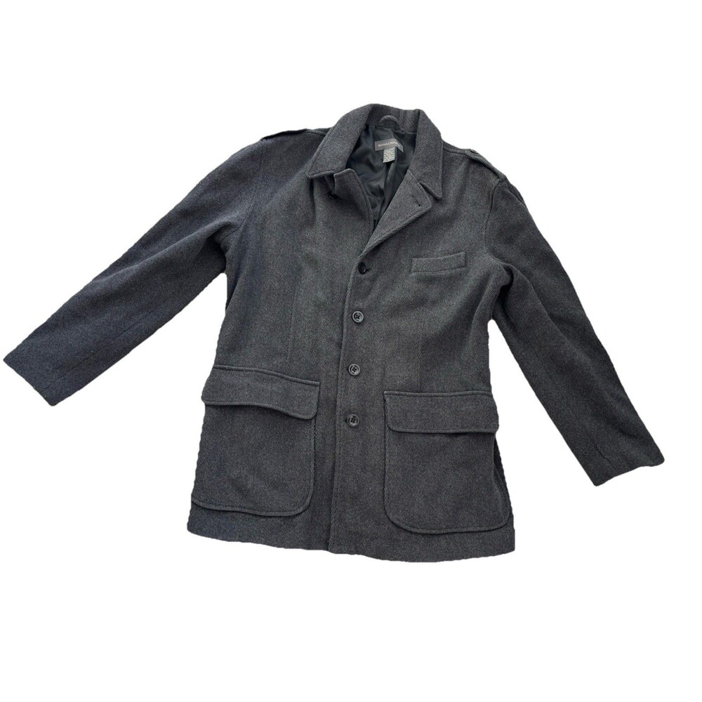 Vintage Y2K Banana Republic Pea Coat Jacket Men’s Medium Gray Wool Blend